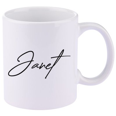 Janet Name In Script Lettering 11oz C Handle Ceramic Mug