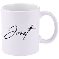 Janet Name In Script Lettering 11oz C Handle Ceramic Mug