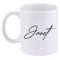 Janet Name In Script Lettering 11oz C Handle Ceramic Mug