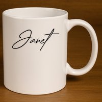 Janet Name In Script Lettering 11oz C Handle Ceramic Mug