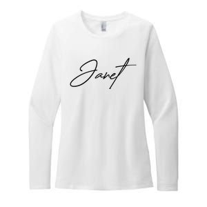 Janet Name In Script Lettering Womens CVC Long Sleeve Shirt