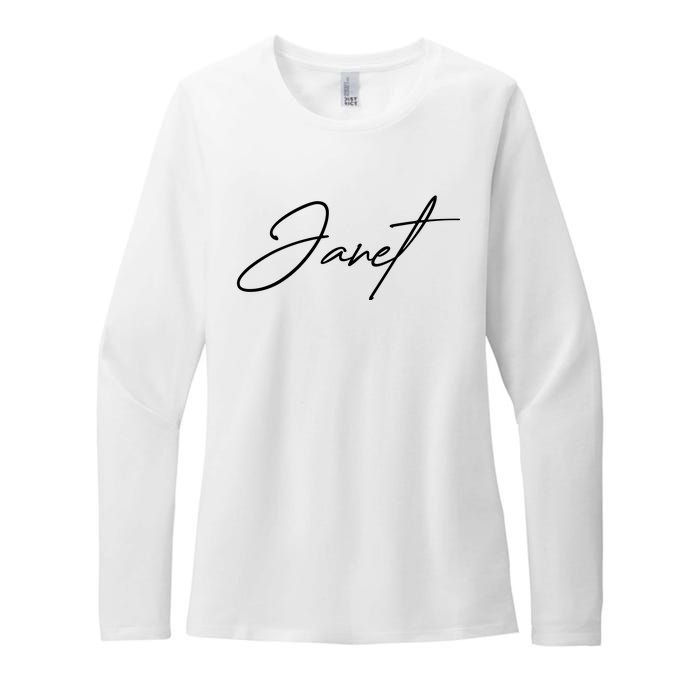 Janet Name In Script Lettering Womens CVC Long Sleeve Shirt