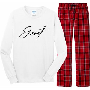 Janet Name In Script Lettering Long Sleeve Pajama Set