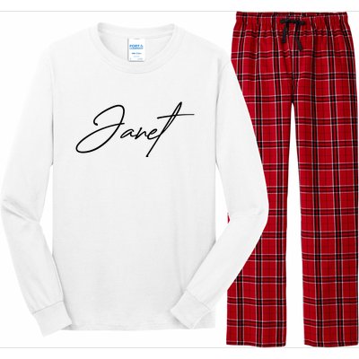 Janet Name In Script Lettering Long Sleeve Pajama Set