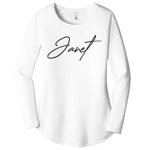 Janet Name In Script Lettering Women's Perfect Tri Tunic Long Sleeve Shirt