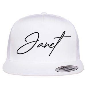 Janet Name In Script Lettering Flat Bill Trucker Hat