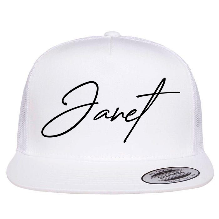 Janet Name In Script Lettering Flatbill Hat