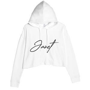 Janet Name In Script Lettering Crop Fleece Hoodie