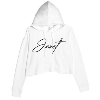 Janet Name In Script Lettering Crop Fleece Hoodie