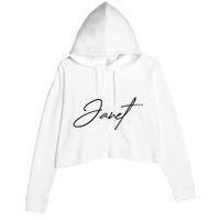 Janet Name In Script Lettering Crop Fleece Hoodie