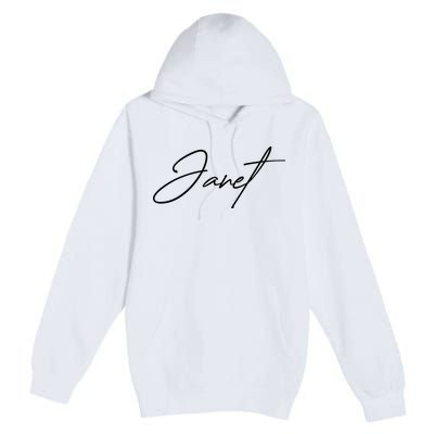 Janet Name In Script Lettering Premium Pullover Hoodie