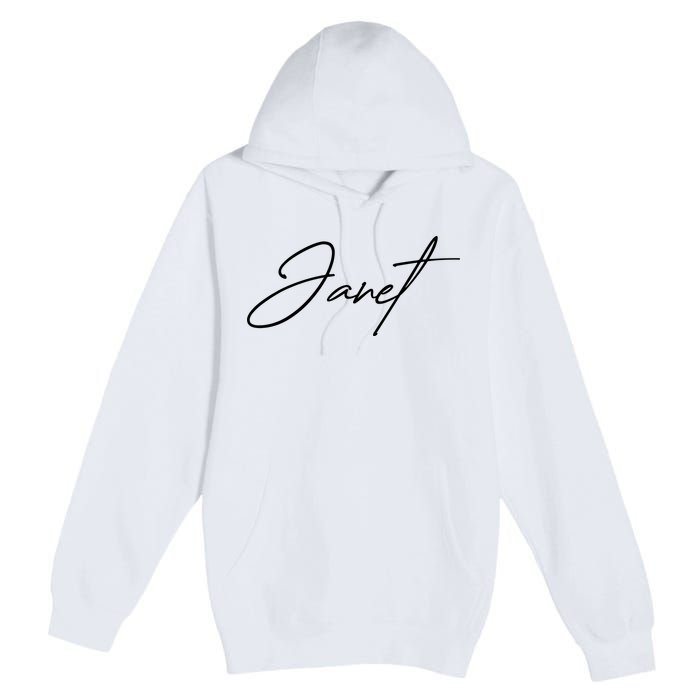 Janet Name In Script Lettering Premium Pullover Hoodie