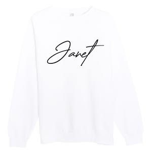 Janet Name In Script Lettering Premium Crewneck Sweatshirt