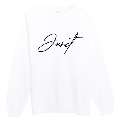 Janet Name In Script Lettering Premium Crewneck Sweatshirt