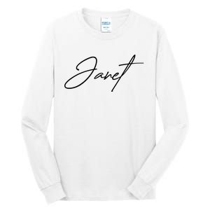 Janet Name In Script Lettering Tall Long Sleeve T-Shirt