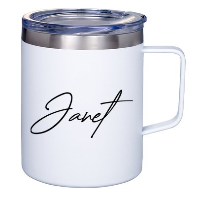 Janet Name In Script Lettering 12oz Stainless Steel Coffee Mug