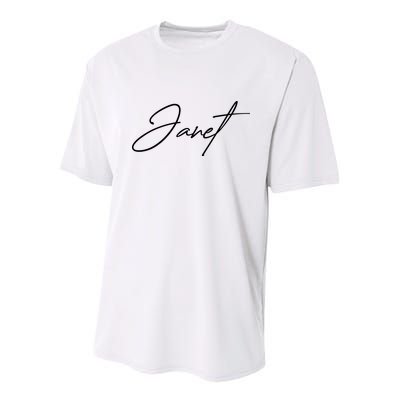 Janet Name In Script Lettering Youth Performance Sprint T-Shirt