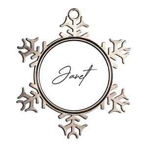 Janet Name In Script Lettering Metallic Star Ornament