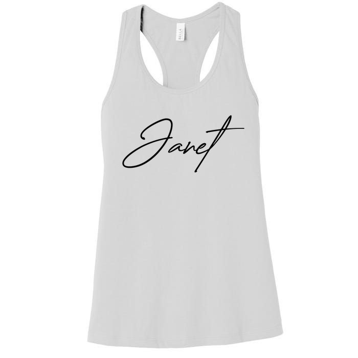 Janet Name In Script Lettering Women's Racerback Tank