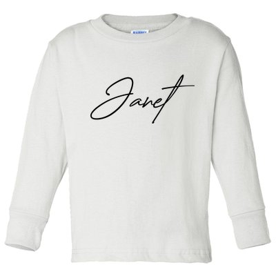 Janet Name In Script Lettering Toddler Long Sleeve Shirt