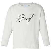 Janet Name In Script Lettering Toddler Long Sleeve Shirt
