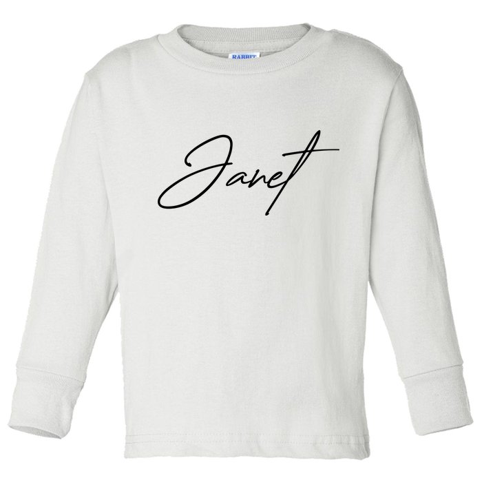 Janet Name In Script Lettering Toddler Long Sleeve Shirt
