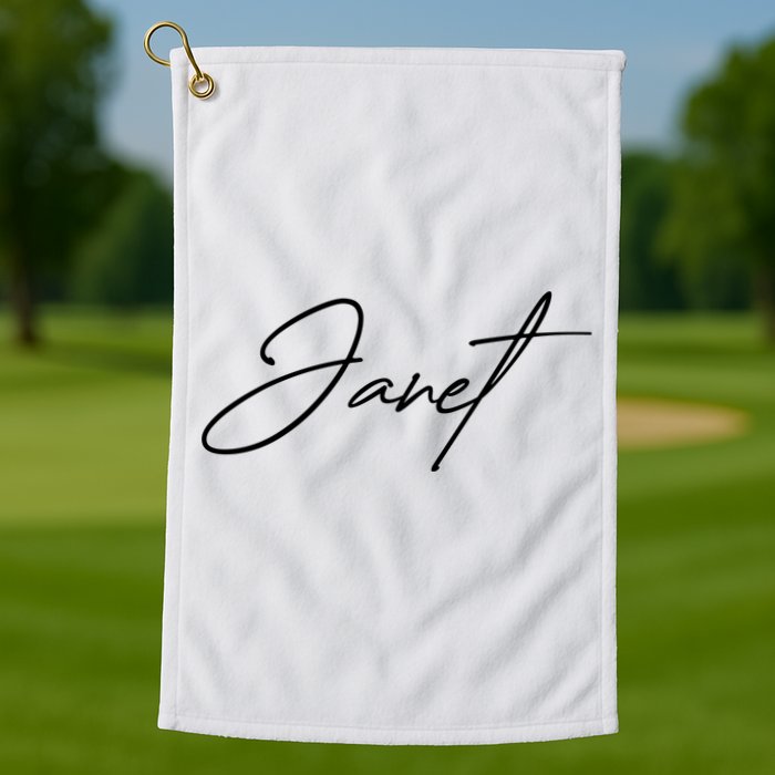 Janet Name In Script Lettering Golf Towel