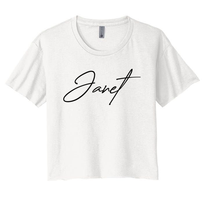 Janet Name In Script Lettering Women's Crop Top Tee