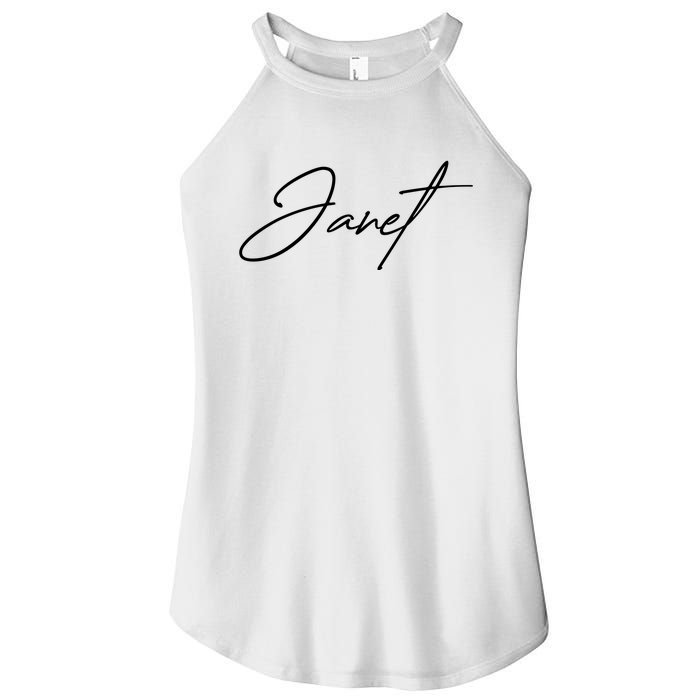 Janet Name In Script Lettering Women's Perfect Tri Rocker Tank