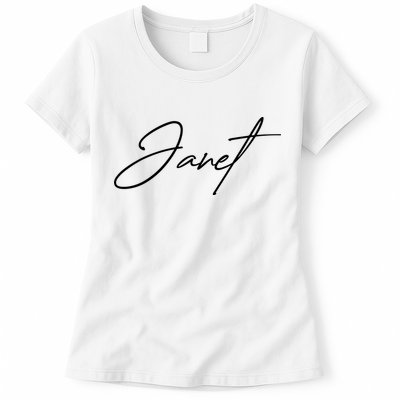 Janet Name In Script Lettering Womens T-Shirt