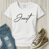 Janet Name In Script Lettering Womens T-Shirt