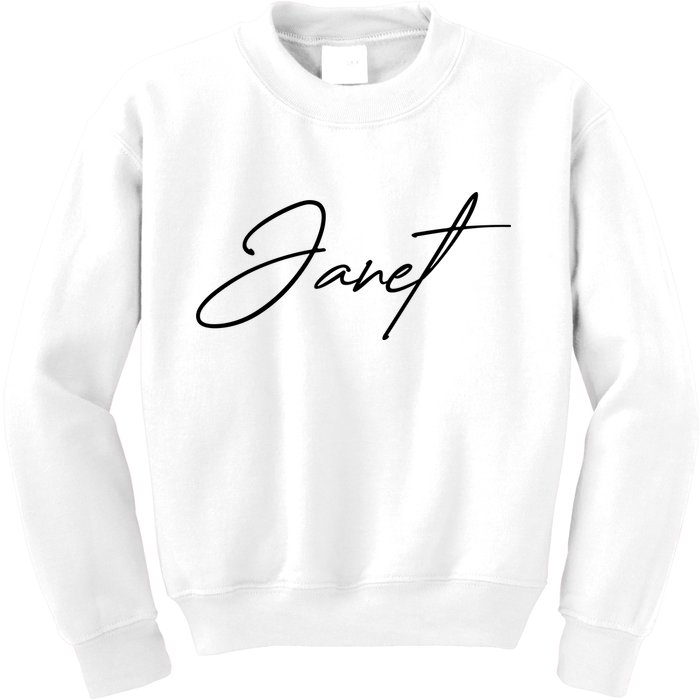 Janet Name In Script Lettering Kids Sweatshirt