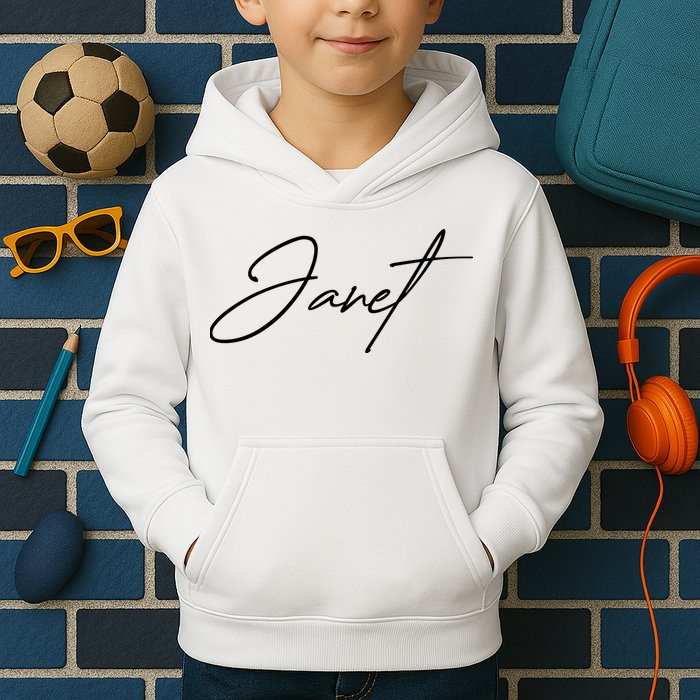 Janet Name In Script Lettering Kids Hoodie