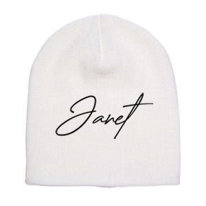 Janet Name In Script Lettering Short Acrylic Beanie