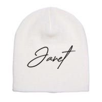 Janet Name In Script Lettering Short Acrylic Beanie