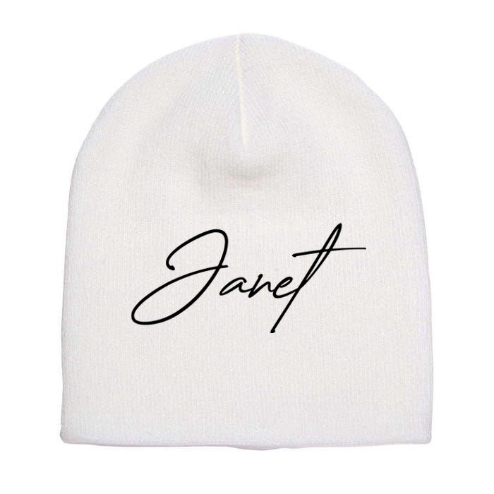 Janet Name In Script Lettering Short Acrylic Beanie