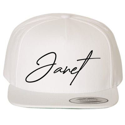Janet Name In Script Lettering Wool Snapback Cap