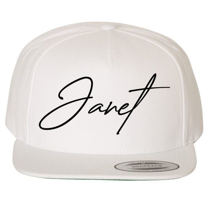 Janet Name In Script Lettering Wool Snapback Cap