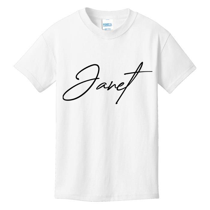 Janet Name In Script Lettering Kids T-Shirt