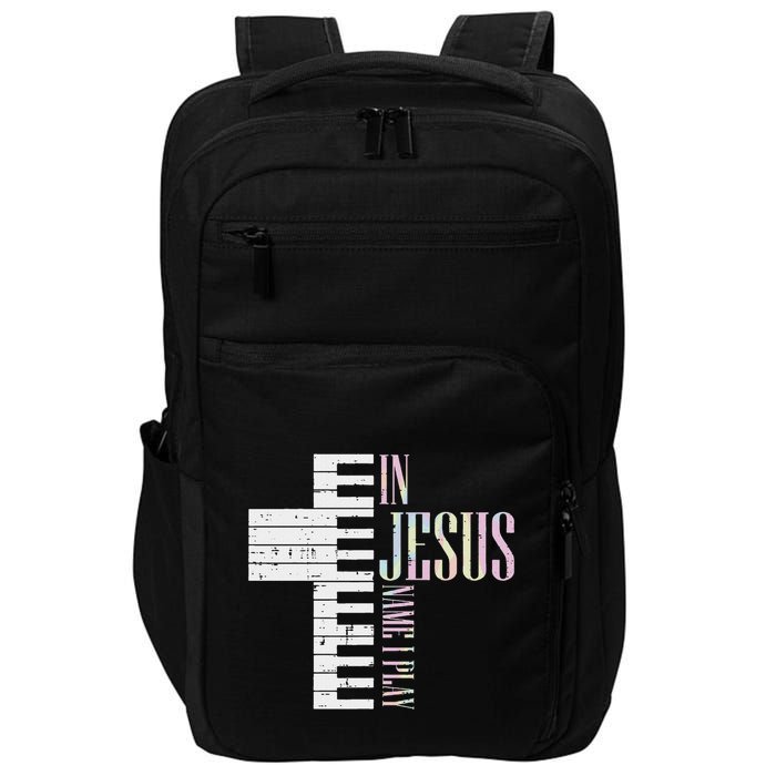 Jesus Name I Play Piano Christian Pianist Impact Tech Backpack
