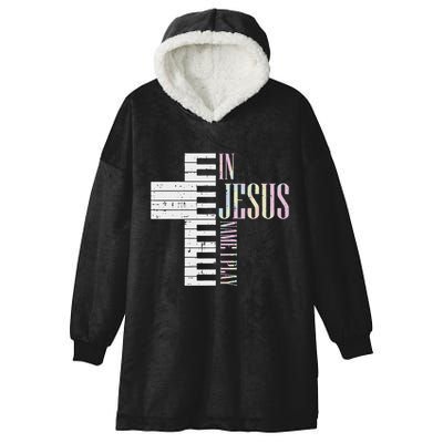 Jesus Name I Play Piano Christian Pianist Hooded Wearable Blanket
