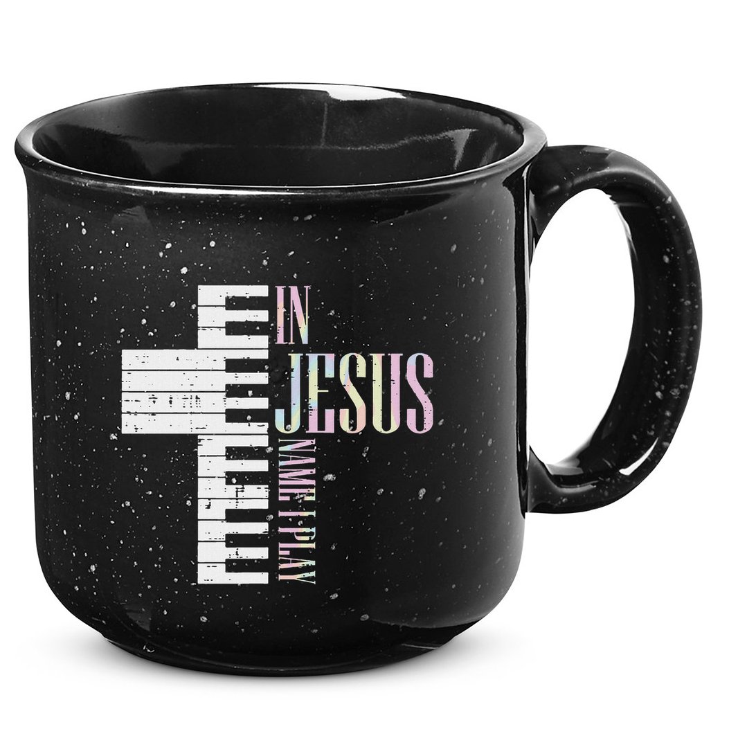 Jesus Name I Play Piano Christian Pianist 15oz Campfire Ceramic Mug