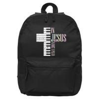 Jesus Name I Play Piano Christian Pianist 16 in Basic Backpack