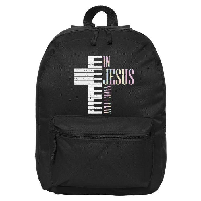 Jesus Name I Play Piano Christian Pianist 16 in Basic Backpack