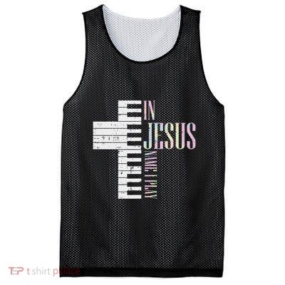 Jesus Name I Play Piano Christian Pianist Mesh Reversible Basketball Jersey Tank