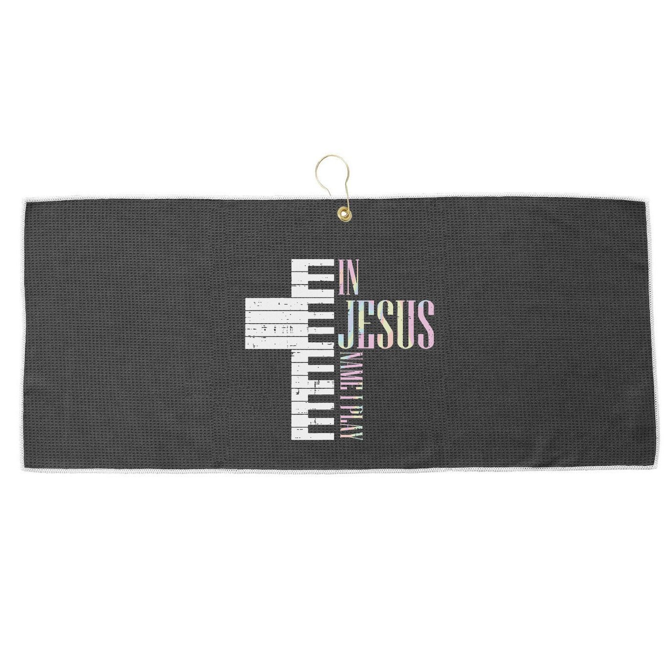 Jesus Name I Play Piano Christian Pianist Large Microfiber Waffle Golf Towel