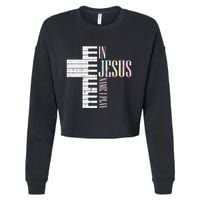 Jesus Name I Play Piano Christian Pianist Cropped Pullover Crew