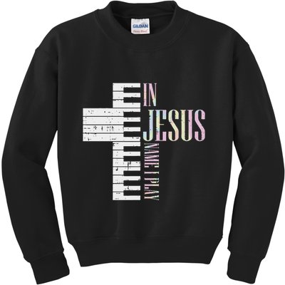 Jesus Name I Play Piano Christian Pianist Kids Sweatshirt