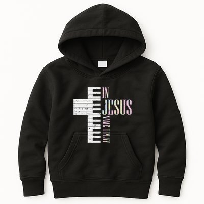 Jesus Name I Play Piano Christian Pianist Kids Hoodie