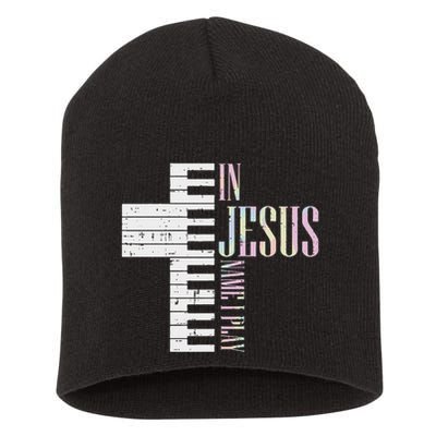 Jesus Name I Play Piano Christian Pianist Short Acrylic Beanie